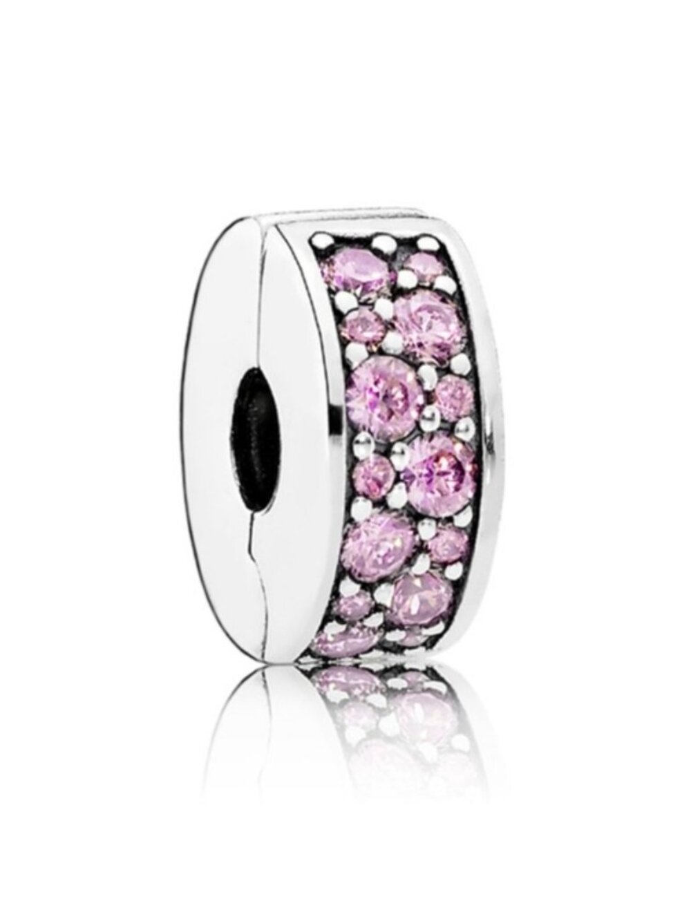 Pandora Sterling Silver Shining Elegance Clip with Pink Zirconia 791817pcz